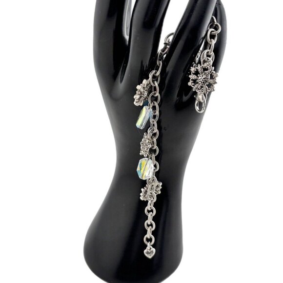 Brighton SNOW DIVA Snowflake Charm Bracelet Silver Plated Clear Crystal 7 To 8 “ - Picture 4 of 6